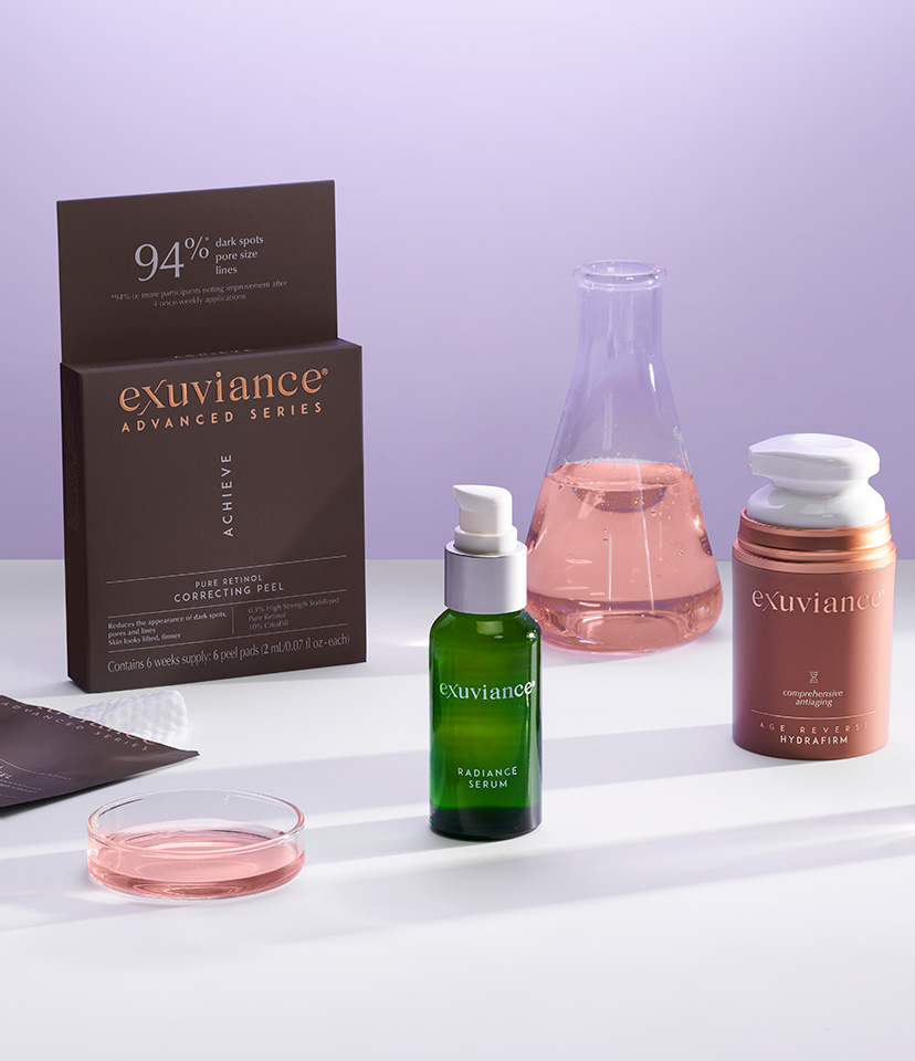 Exuviance gruppbild tre produkter