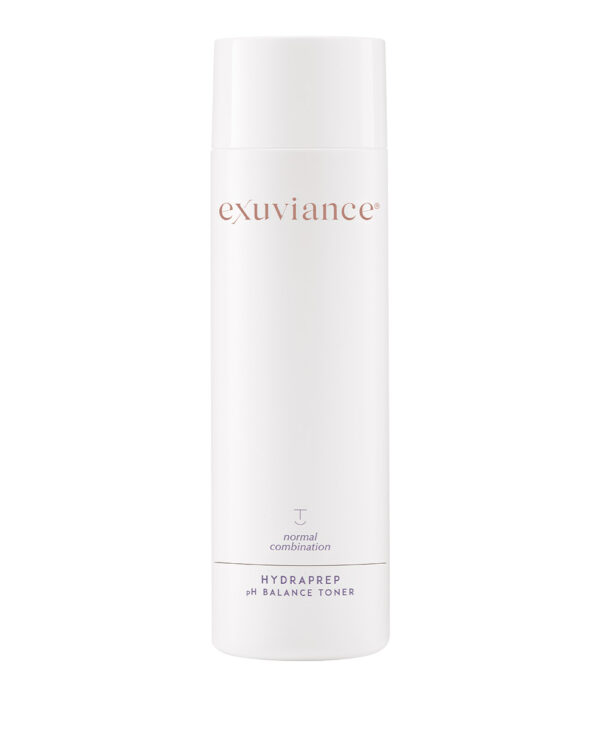 Exuviance produkten hydraprep PH balence toner mot en vit bakrund.