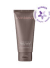 Exuviance produkten exfoliating & conditioning foot balm mot en vit bakrund, med en logga för ett pris i det högra hörnet.