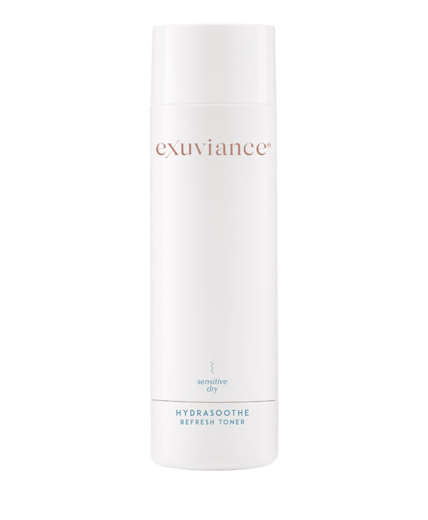 Exuviance produkten hydrasoothe refresh toner mot en vit bakrund.