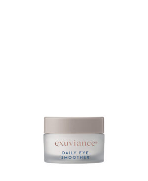 Exuviance produkten daily eye smoother mot en vit bakrund.