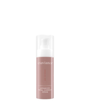 Exuviance produkten advanced total correct serum mot en vit bakrund.